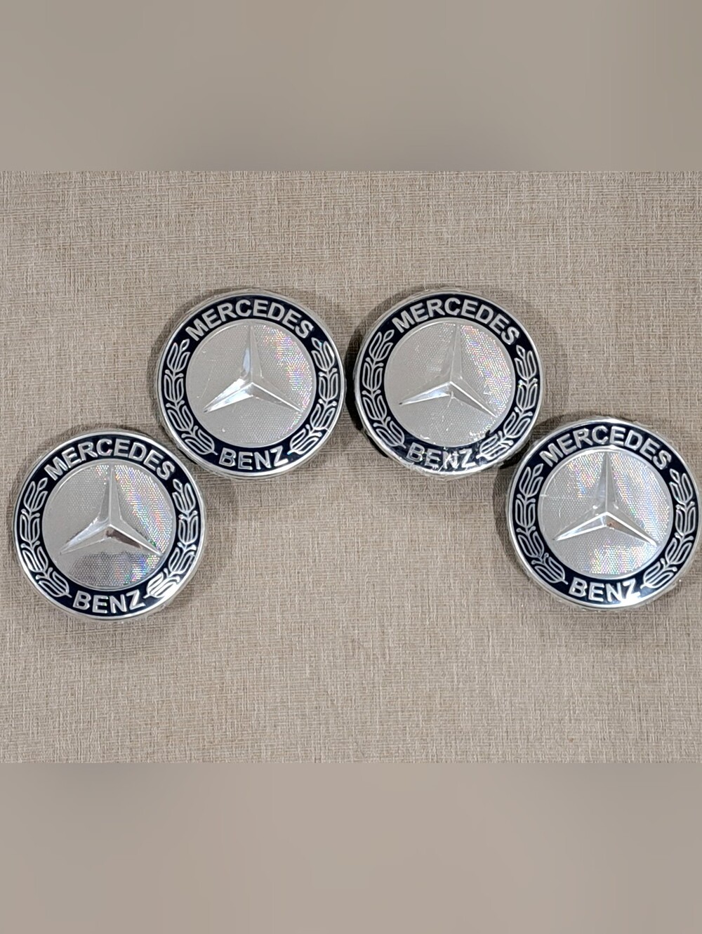 4PCS For Mercedes Benz Wheel  Center  Caps Wreath AMG 75mm Black Classic- NEW